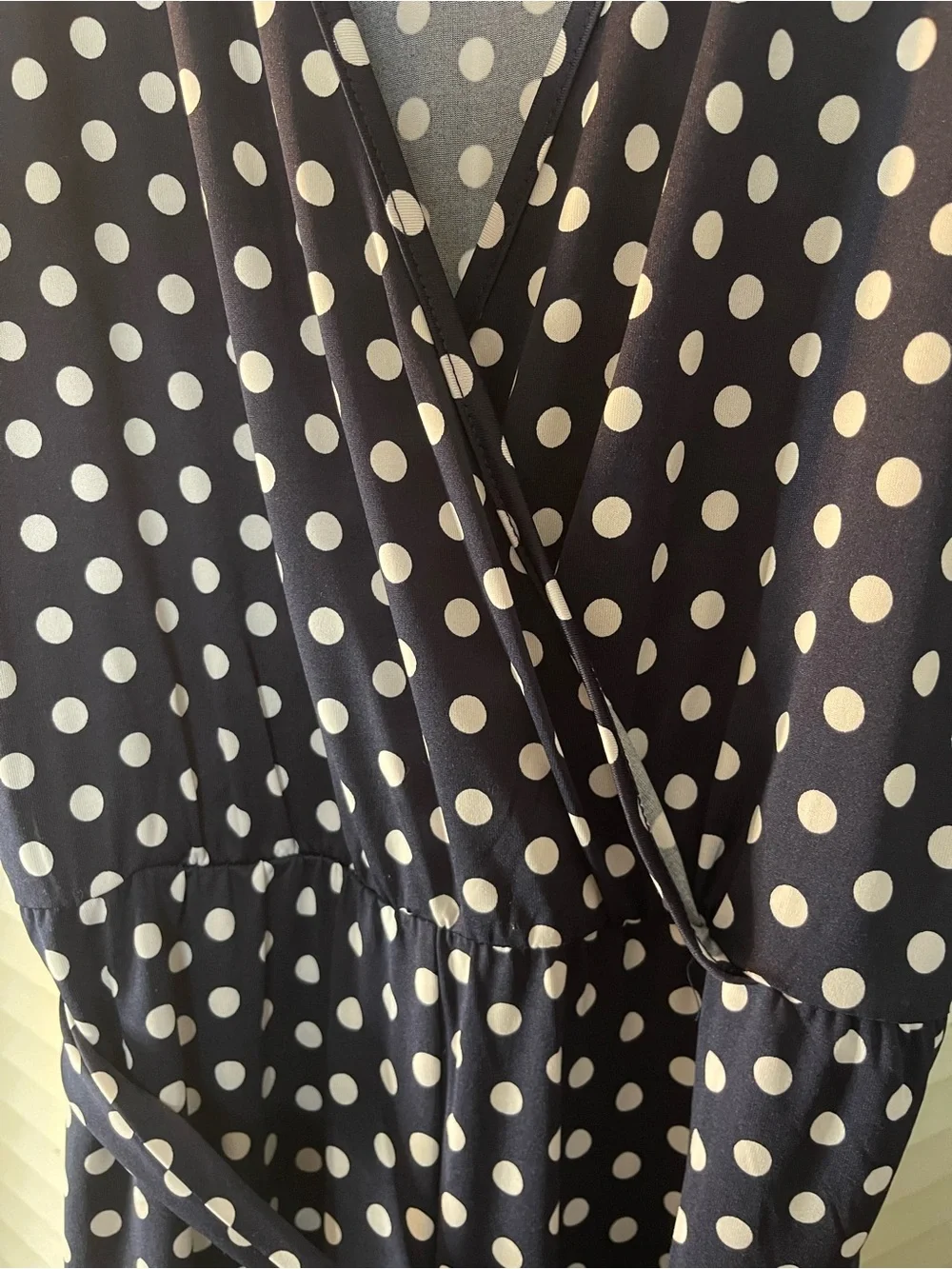 VENUS Navy and White Polka Dot Wrap Jumpsuit
